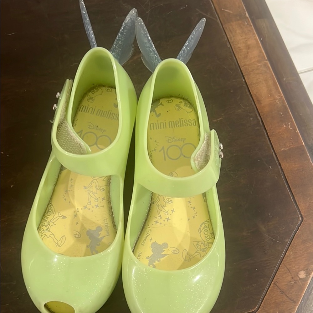 Mini Melissa Light Green  Shoes with Glitter Wings Tinker Bell size 11